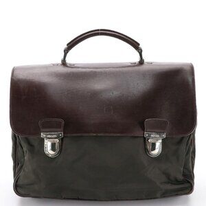 Prada Brown Tessuto Nylon and Leather Briefcase-Business Bag